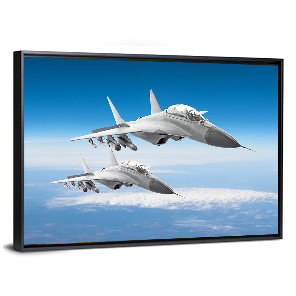 Two Fighter Jets in Formation Wall Art