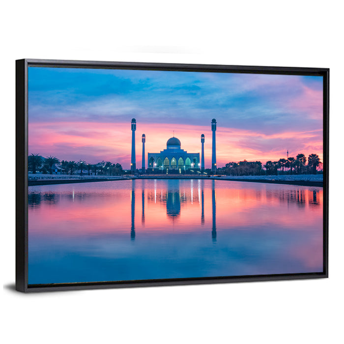 Central Mosque of Songkhla at Sunset Wall Art as a framed canvas