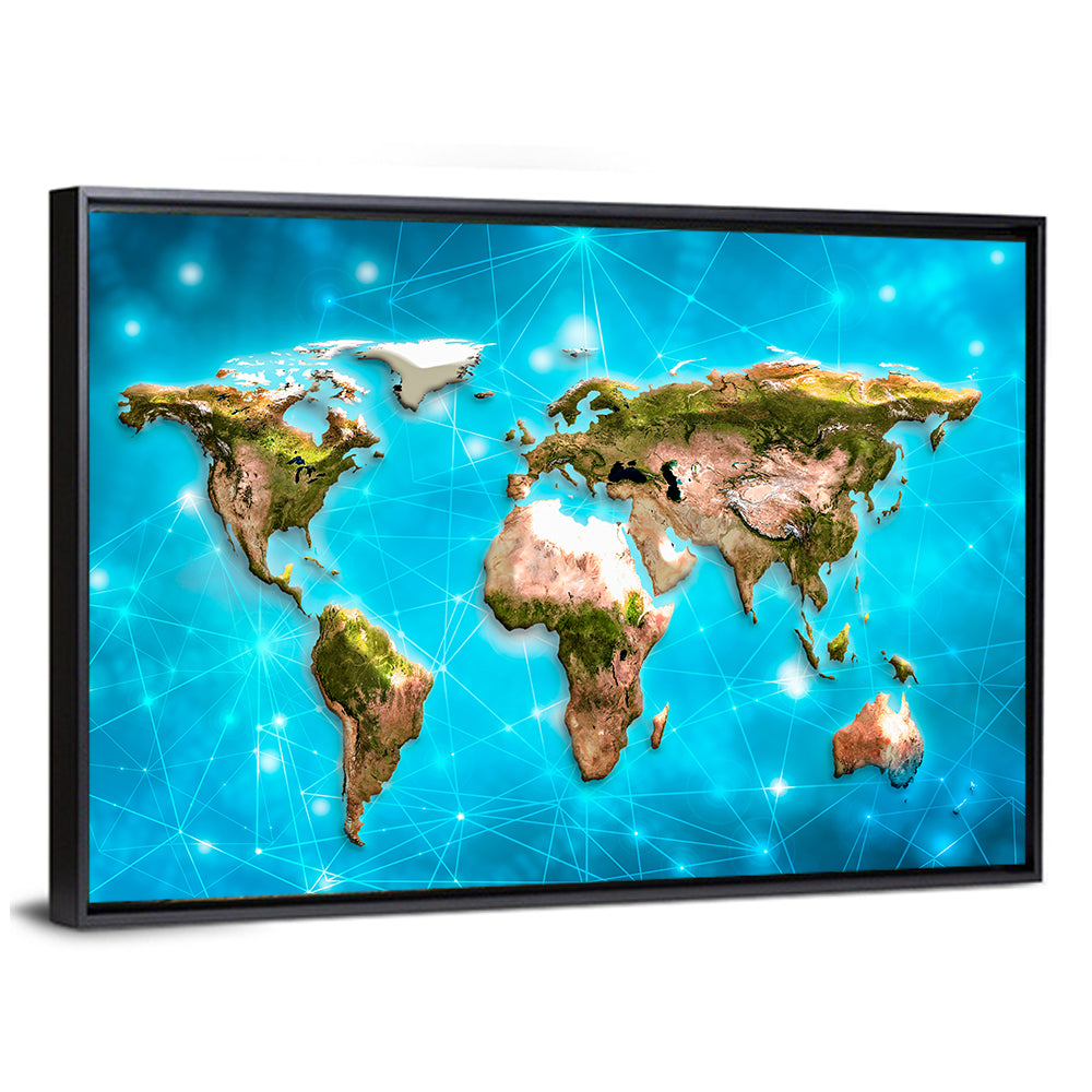 Geometric World Map Illustration Wall Art