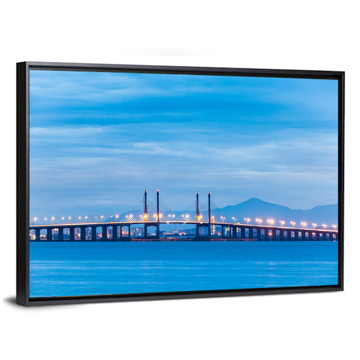 Penang Bridge at Dusk Wall Art as a framed canvas
