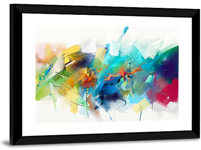 Teal Blue Color Burst Abstract Wall Art as a framed print