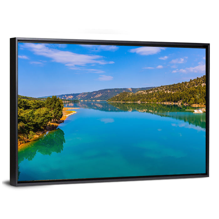 Lake Sainte Croix Du Verdon Wall Art as a framed canvas