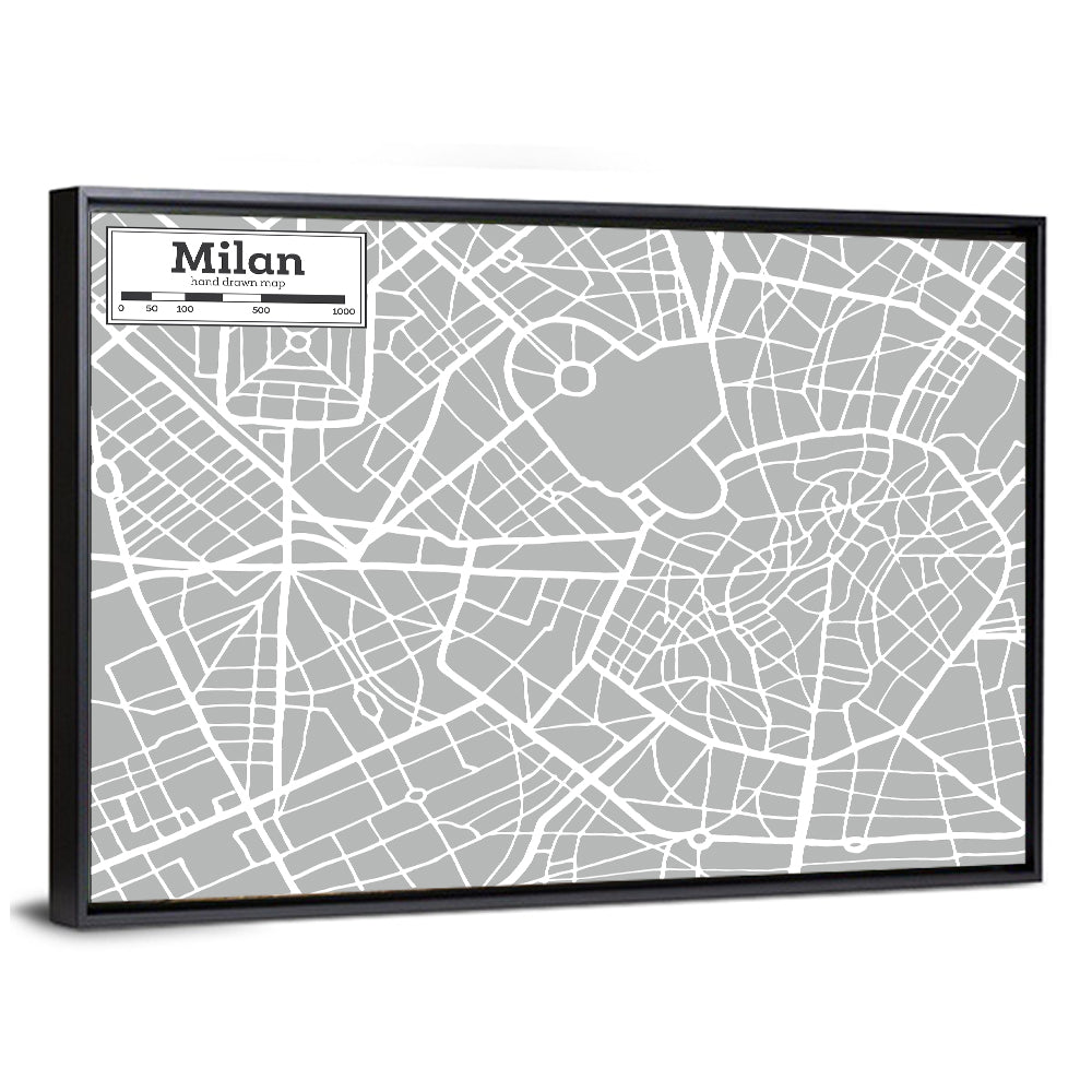 Milan City Map Wall Art