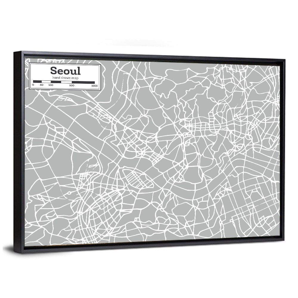 Seoul Street Map Wall Art