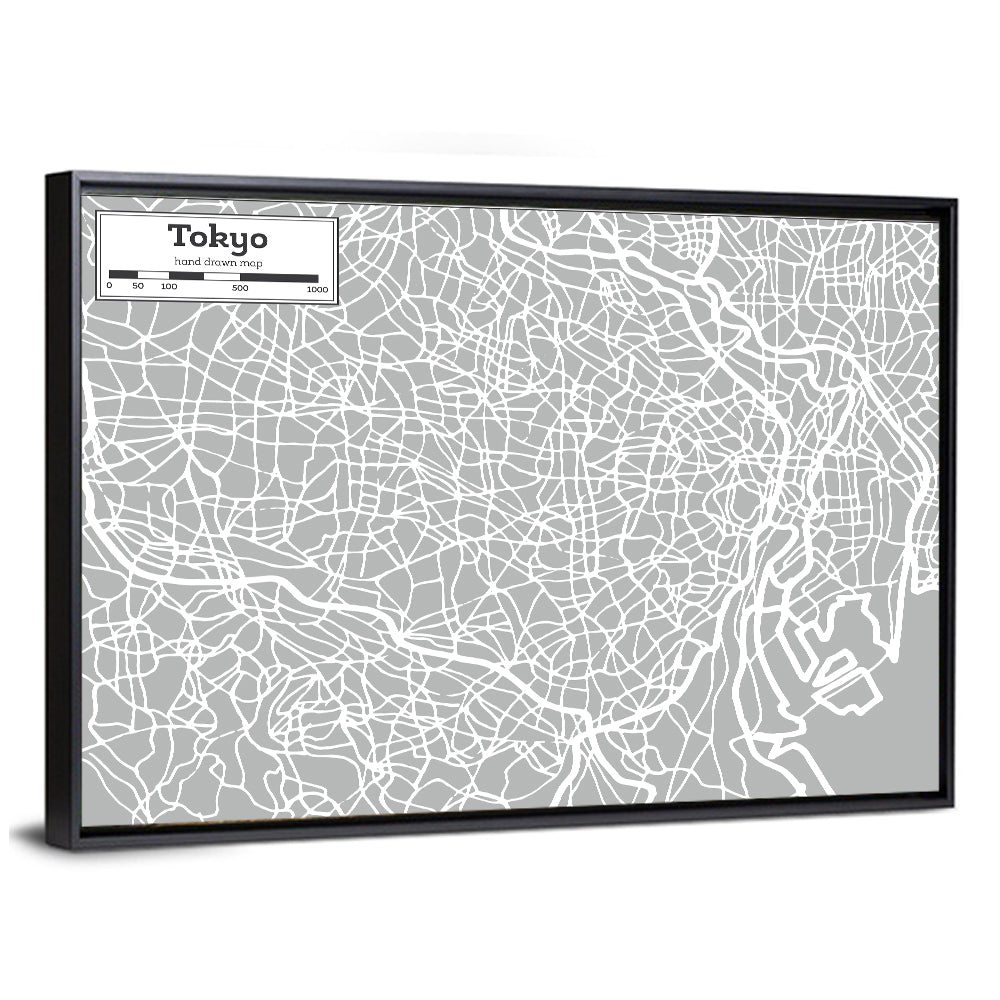 Tokyo Street Grid Map Wall Art