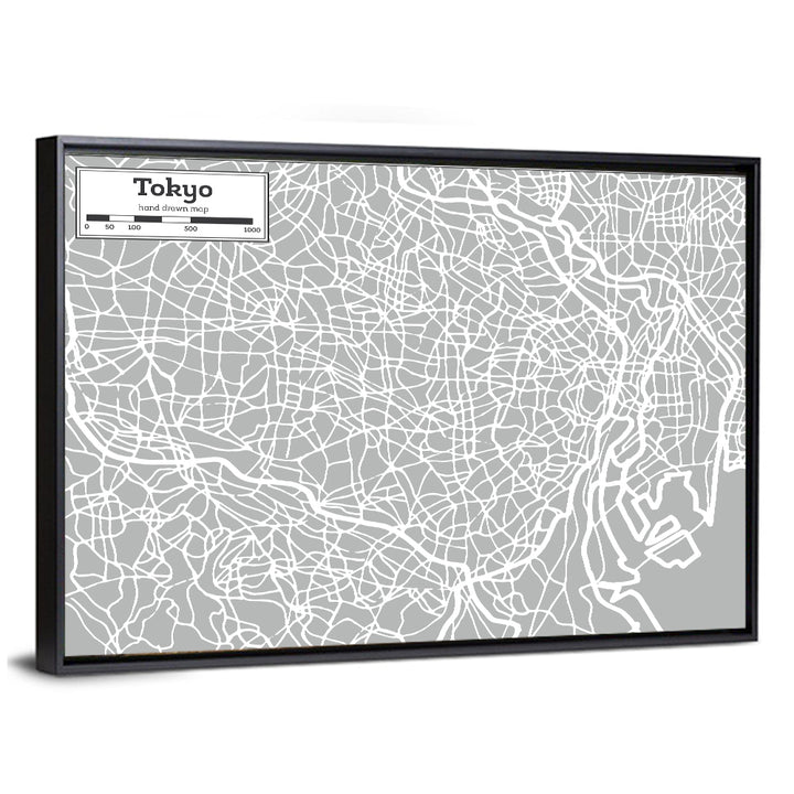 Tokyo Street Grid Map Wall Art