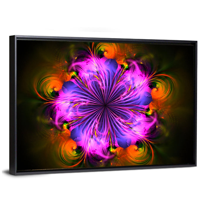 Vibrant Fractal Flower Wall Art as a framed canvas