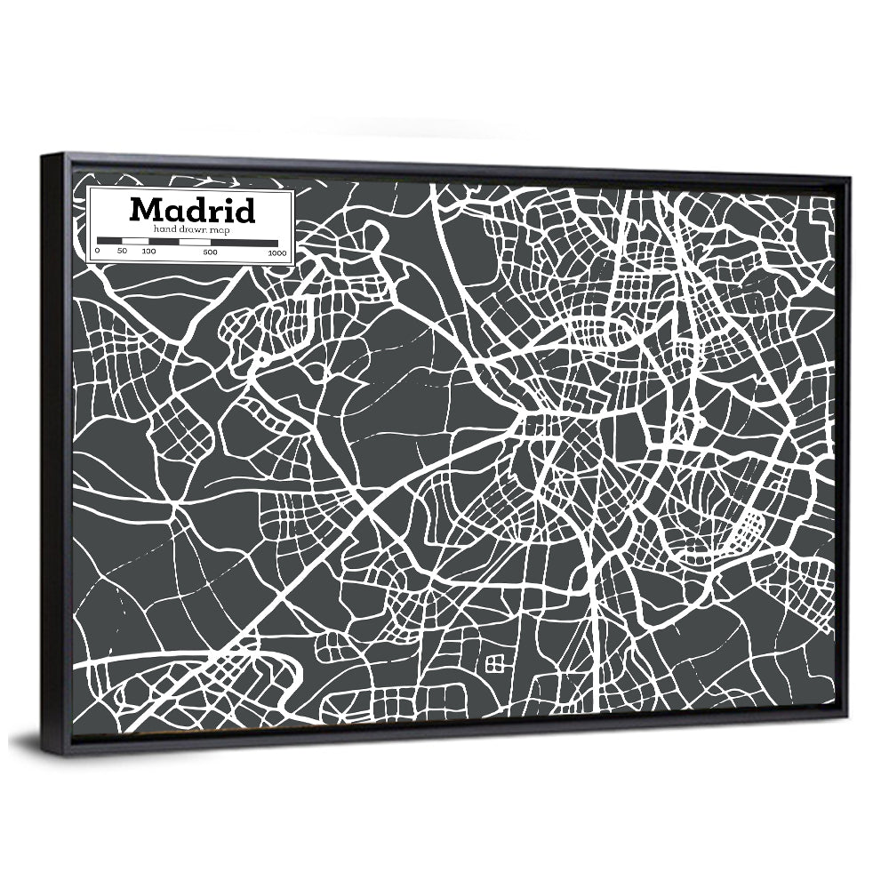 Madrid City Map Wall Art