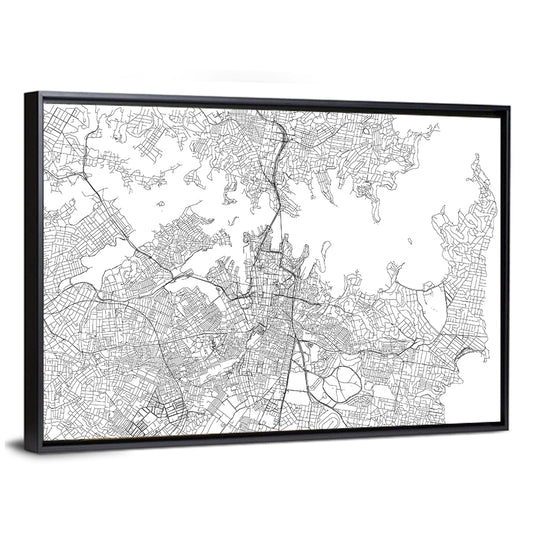 Sydney City Map Wall Art