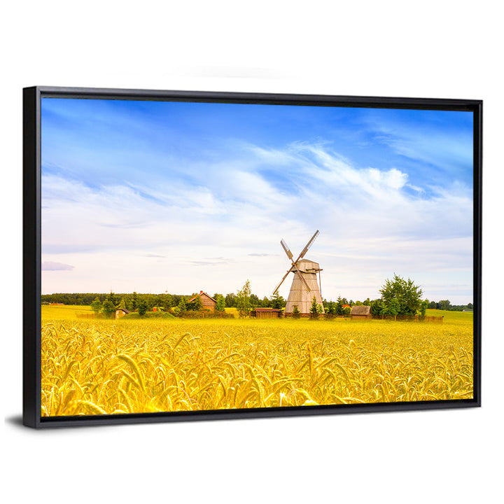 Dudutki Windmill in Golden Fields Wall Art