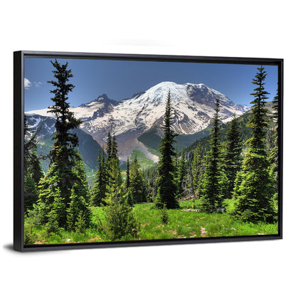 Mt Rainier & Conical Pine Trees Wall Art