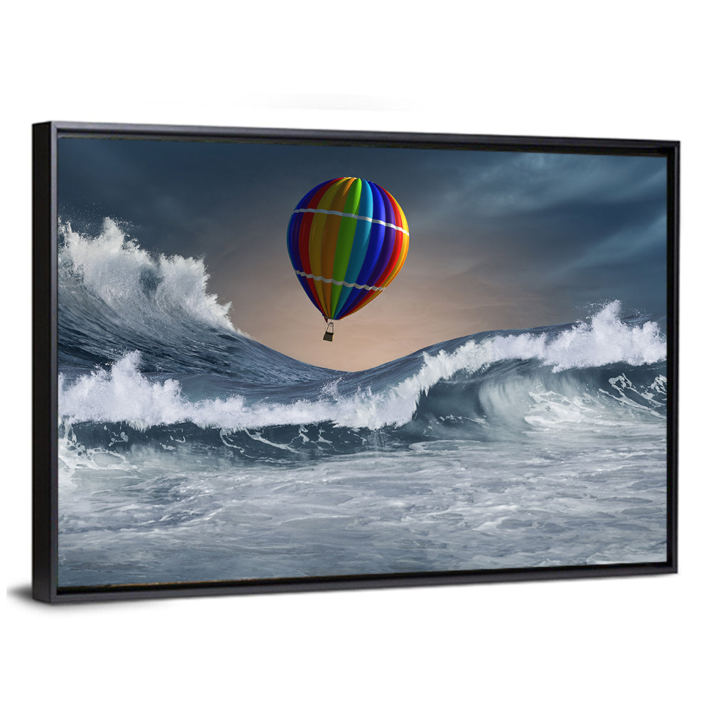 Hot Air Balloon Above Stormy Sea Wall Art