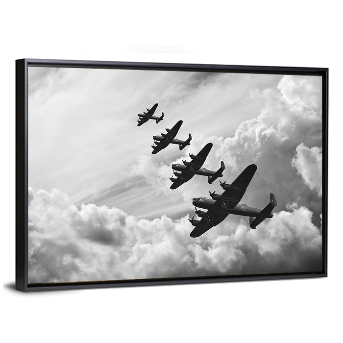 Lancaster Bombers in Formation Wall Art as a framed canvas
