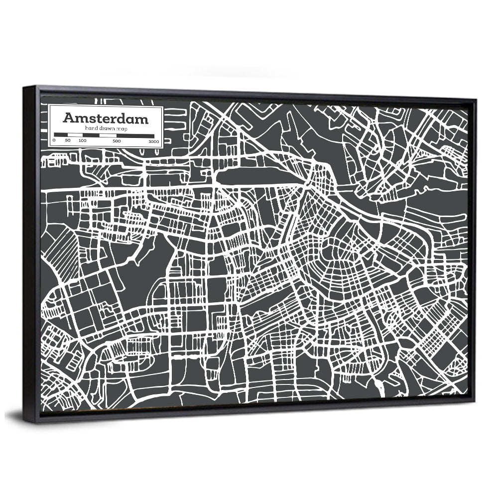 Amsterdam Canal Map Wall Art
