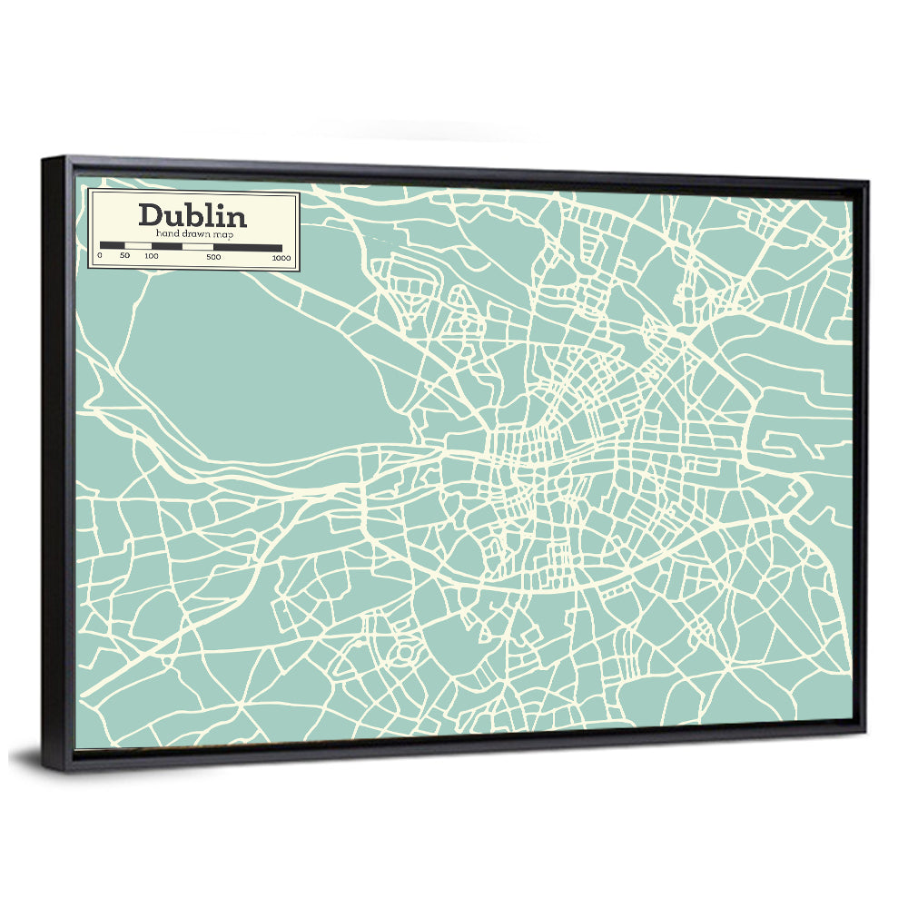 Dublin Street Grid Map Wall Art
