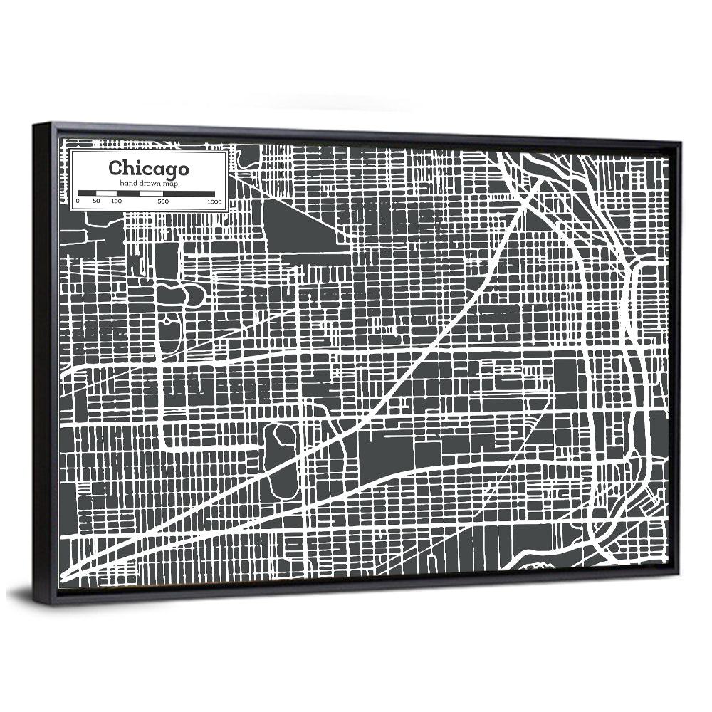 Chicago Street Grid Map Wall Art
