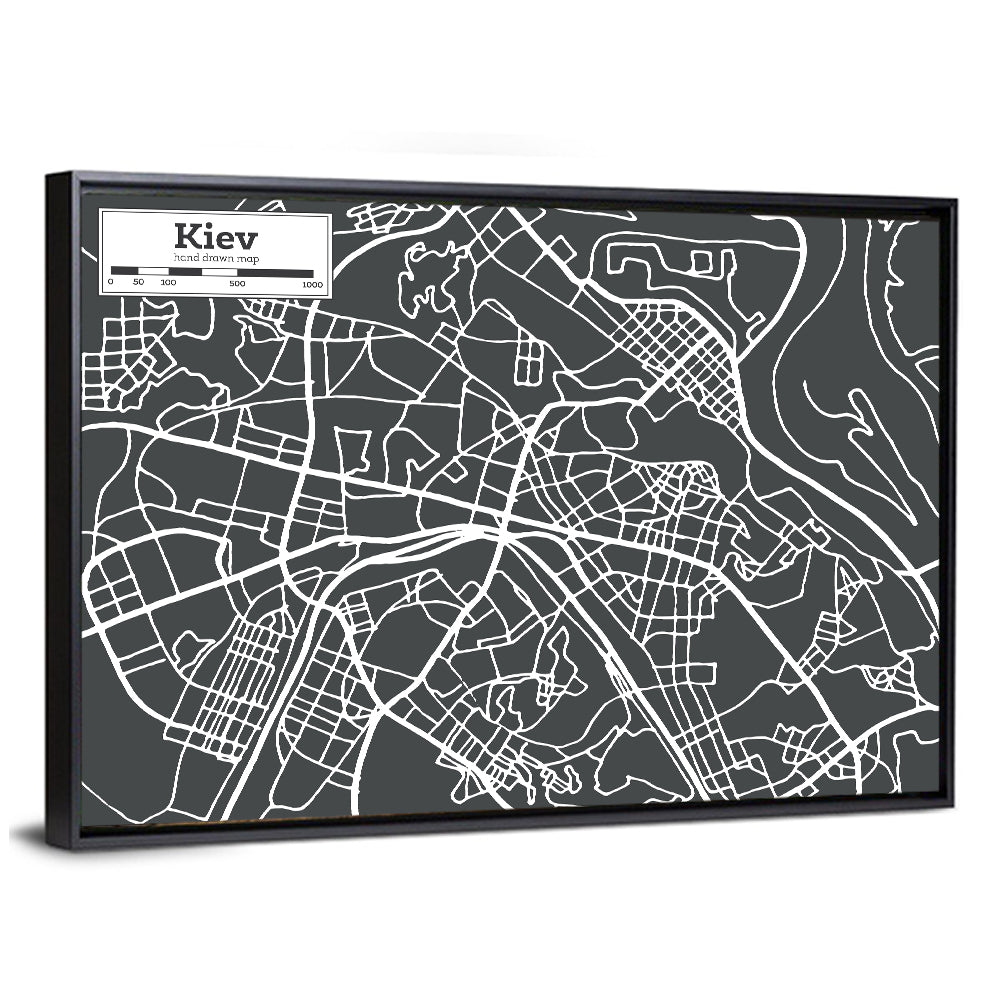 Kiev Street Grid Map Wall Art