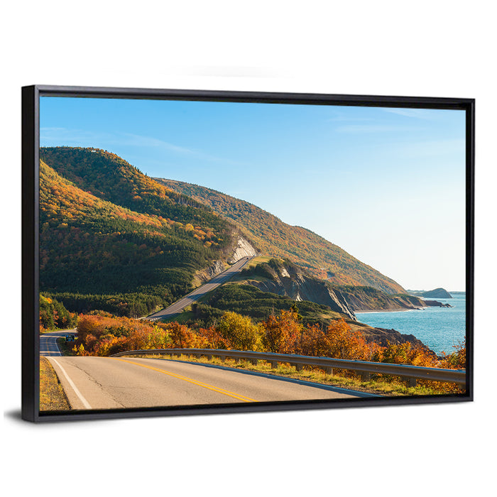 Cabot Trail Coastal Drive Wall Art as a framed canvas