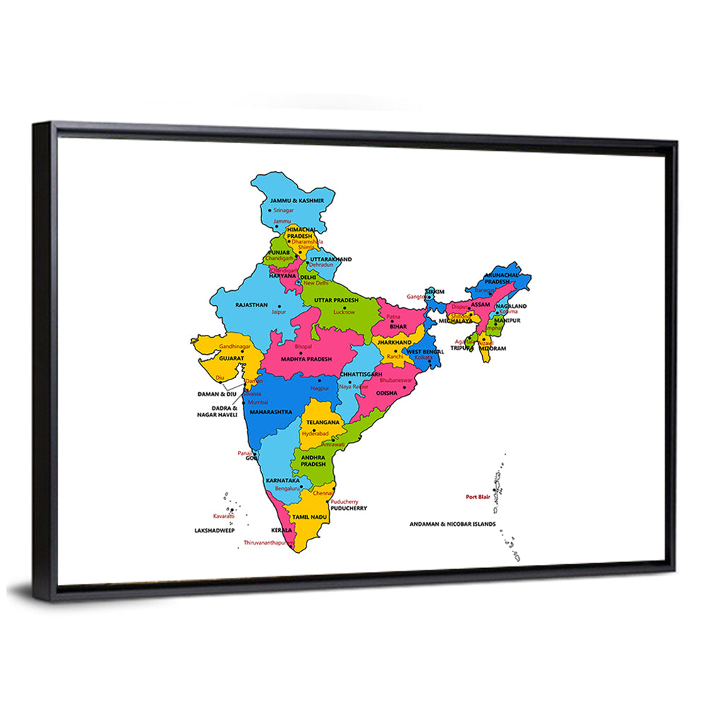Detailed Map Of India Wall Art
