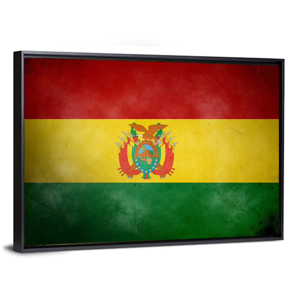 Vintage Bolivian Flag with Coat of Arms Wall Art