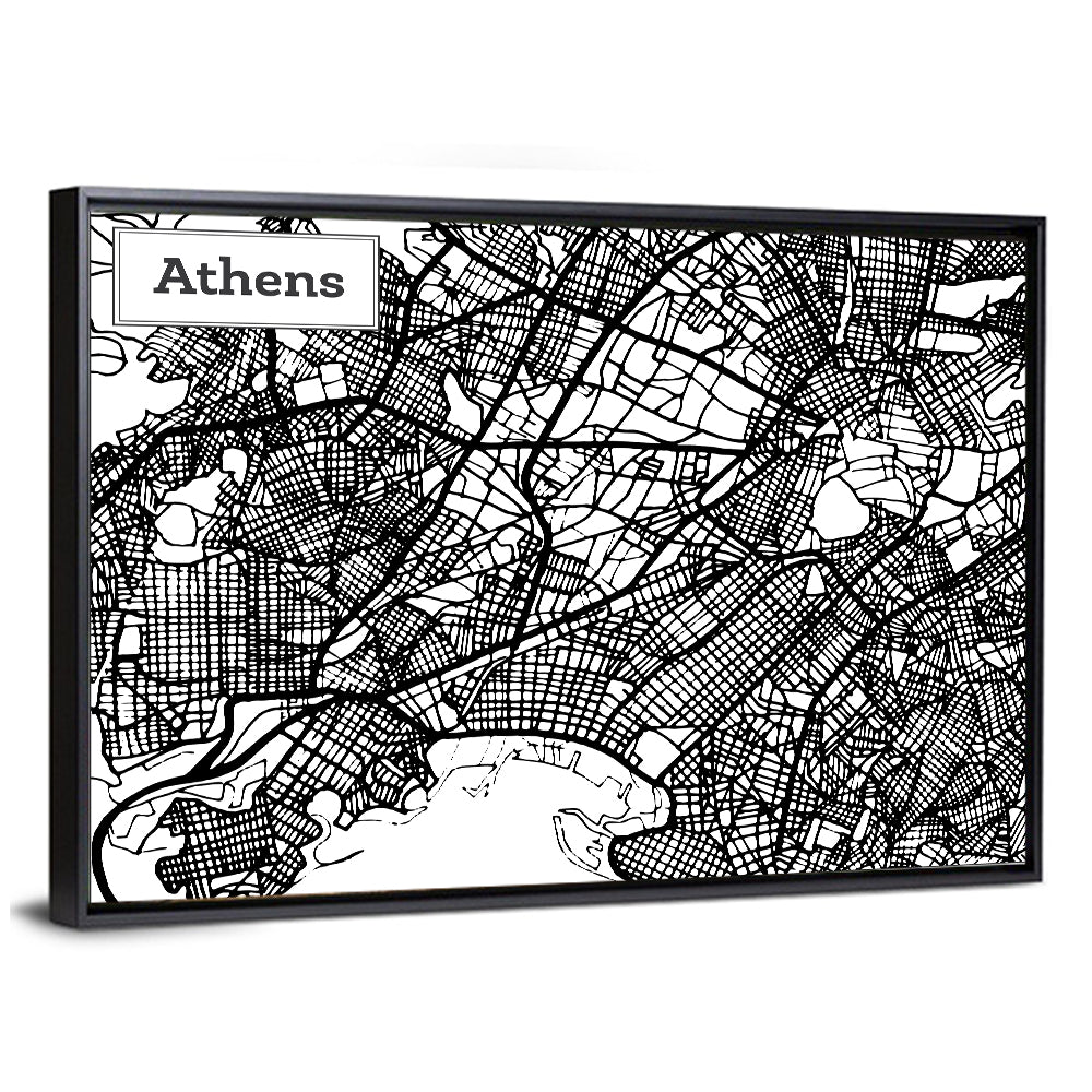 Athens Street Grid Map Wall Art