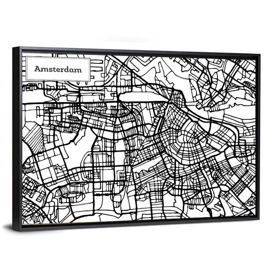 Amsterdam City Map Wall Art