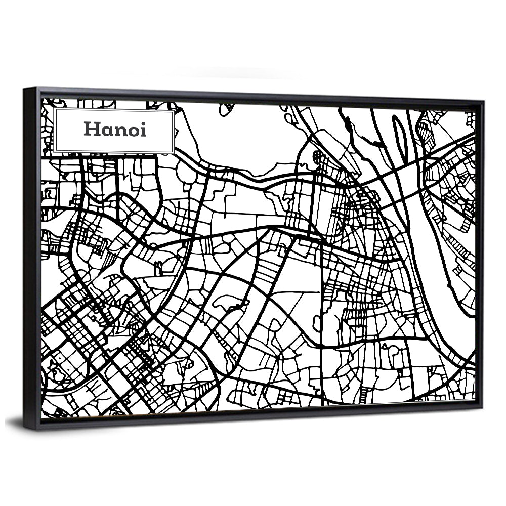 Hanoi City Map Wall Art