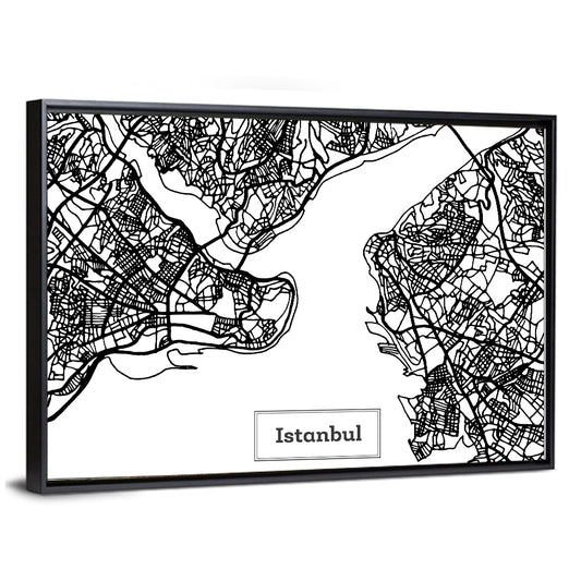 Istanbul City Map Wall Art