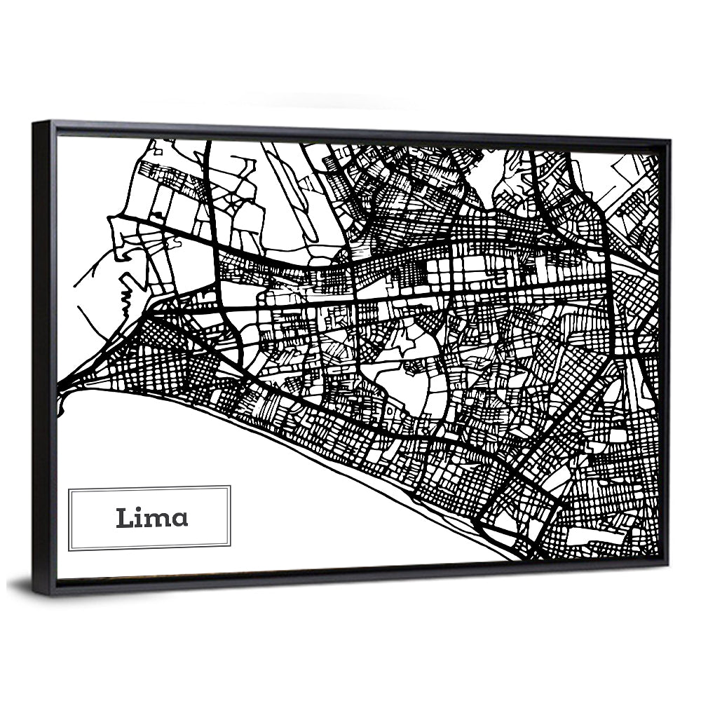 Lima Coastal Street Map Wall Art