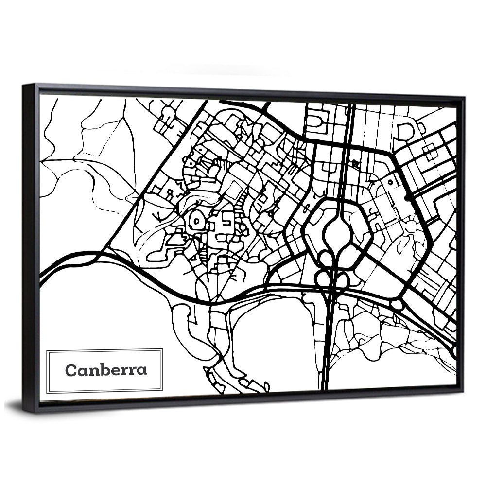 Canberra Street Network Map Wall Art