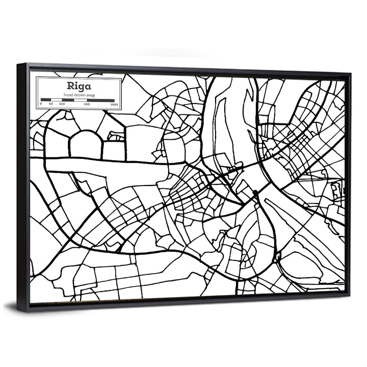 Riga City Map Wall Art