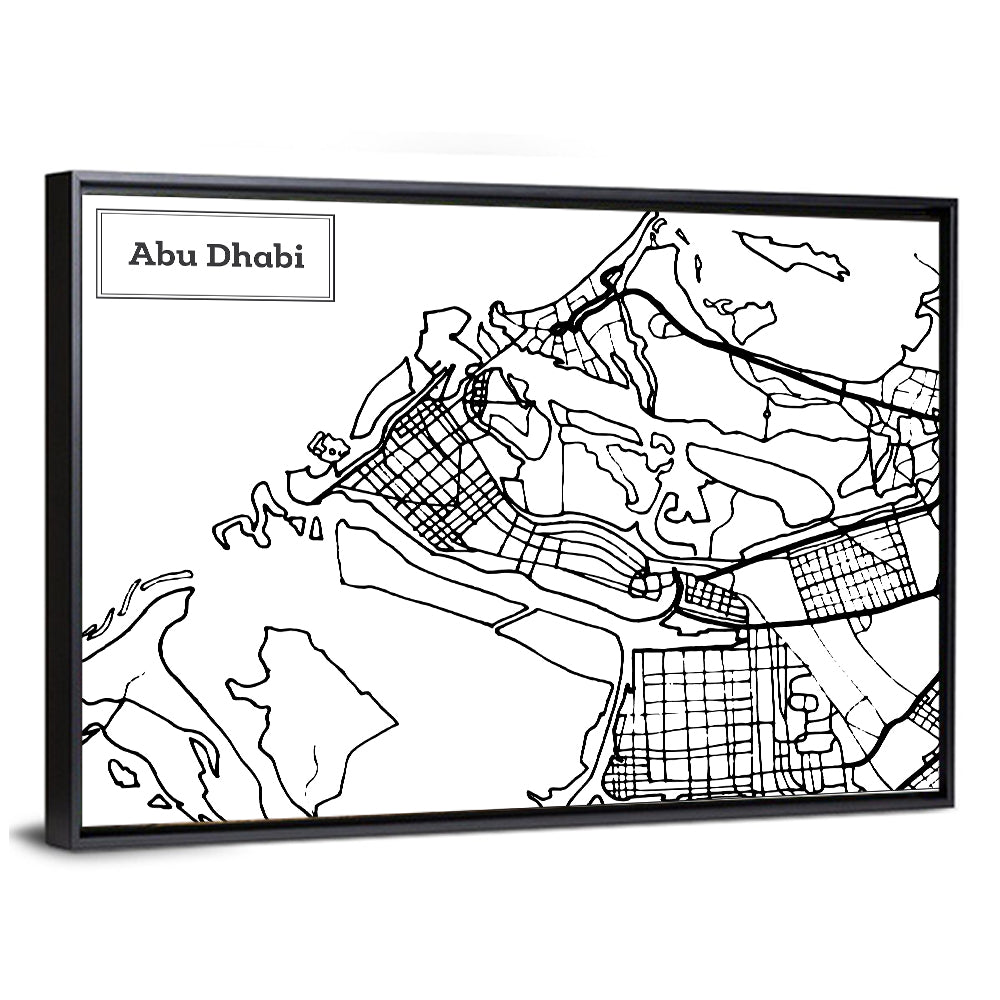 Abu Dhabi City Grid Map Wall Art
