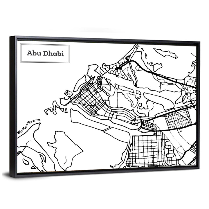 Abu Dhabi City Grid Map Wall Art
