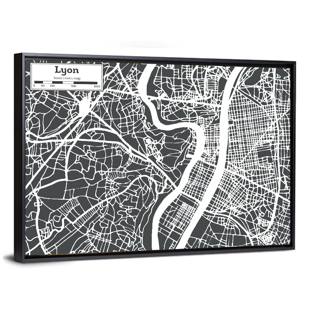 Lyon Aerial City Map Wall Art