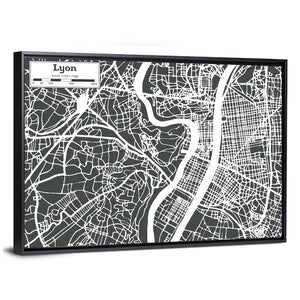 Lyon City Map Wall Art