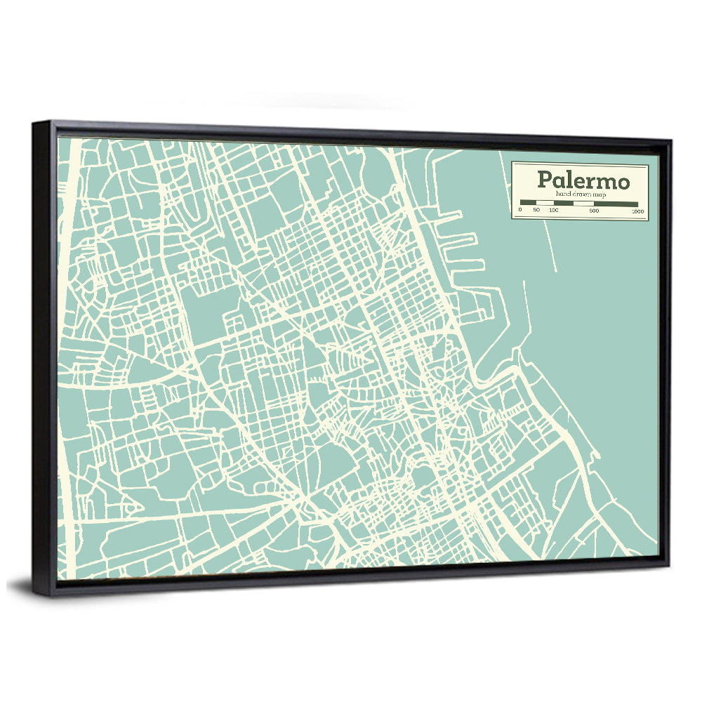 Palermo Coastal Map Wall Art