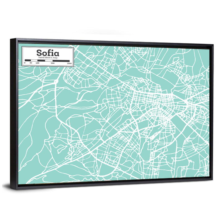 Sofia Teal City Map Wall Art