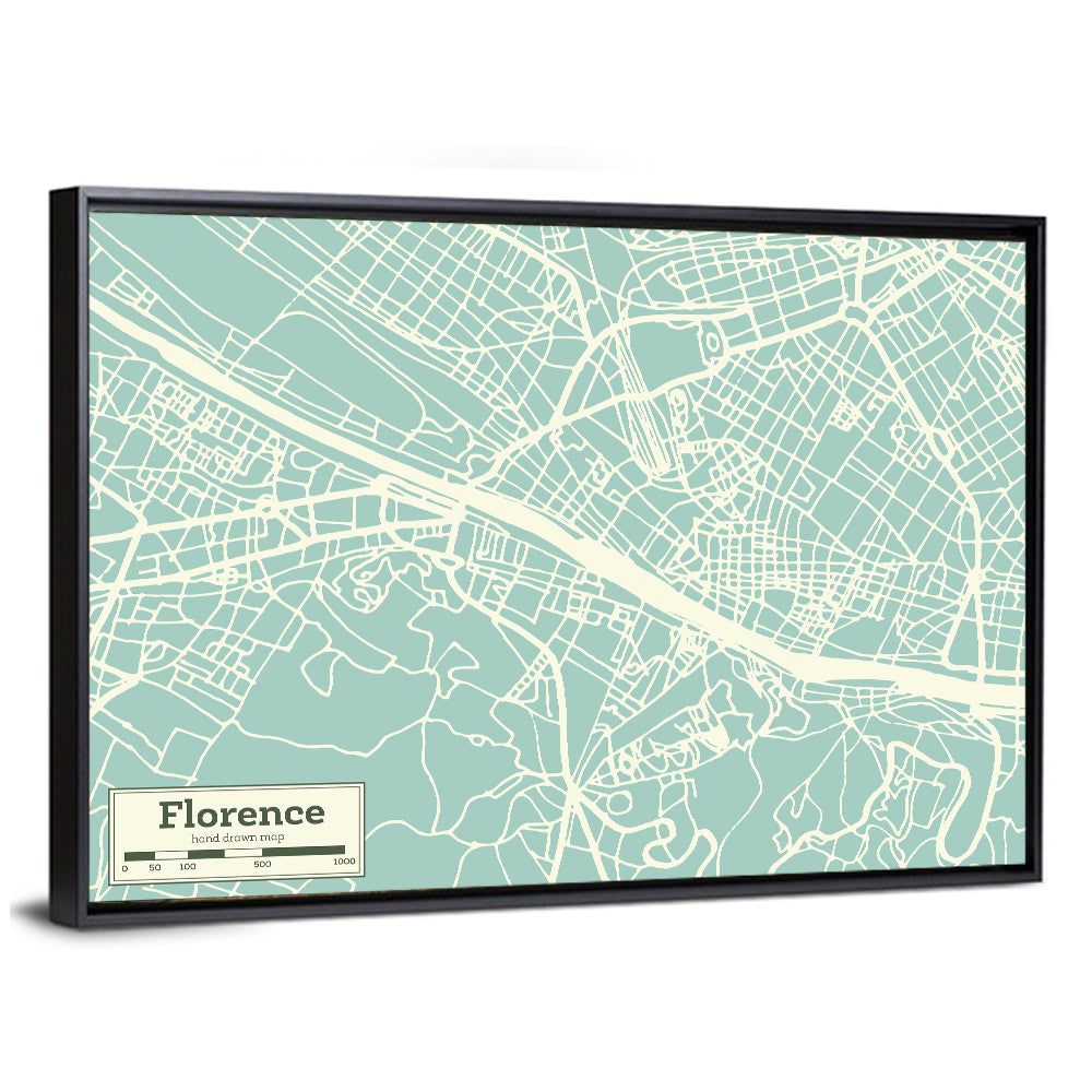 Florence Arno River Map Wall Art