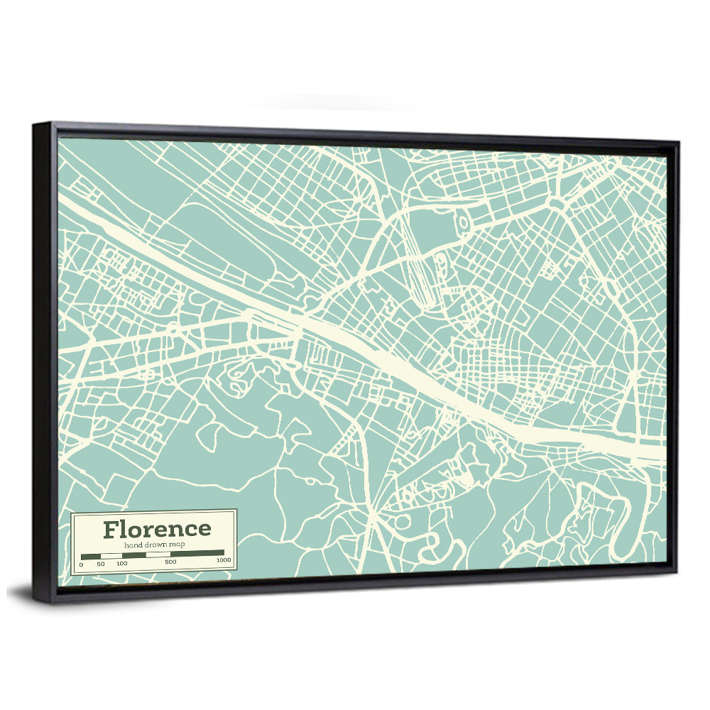 Florence City Map Wall Art