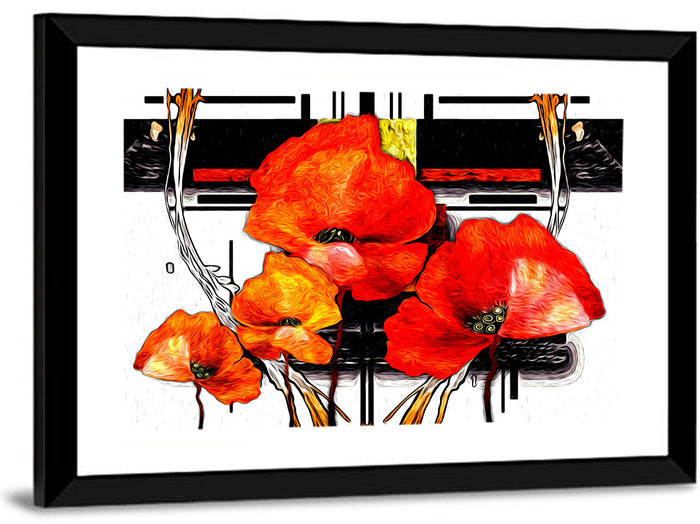 Poppy Closeup Abstract Wall Art as a framed print