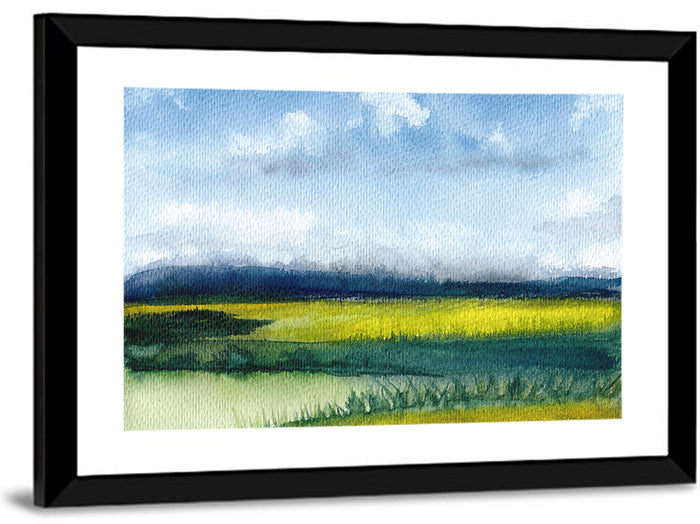 Summer Meadow Watercolor Wall Art as a framed print