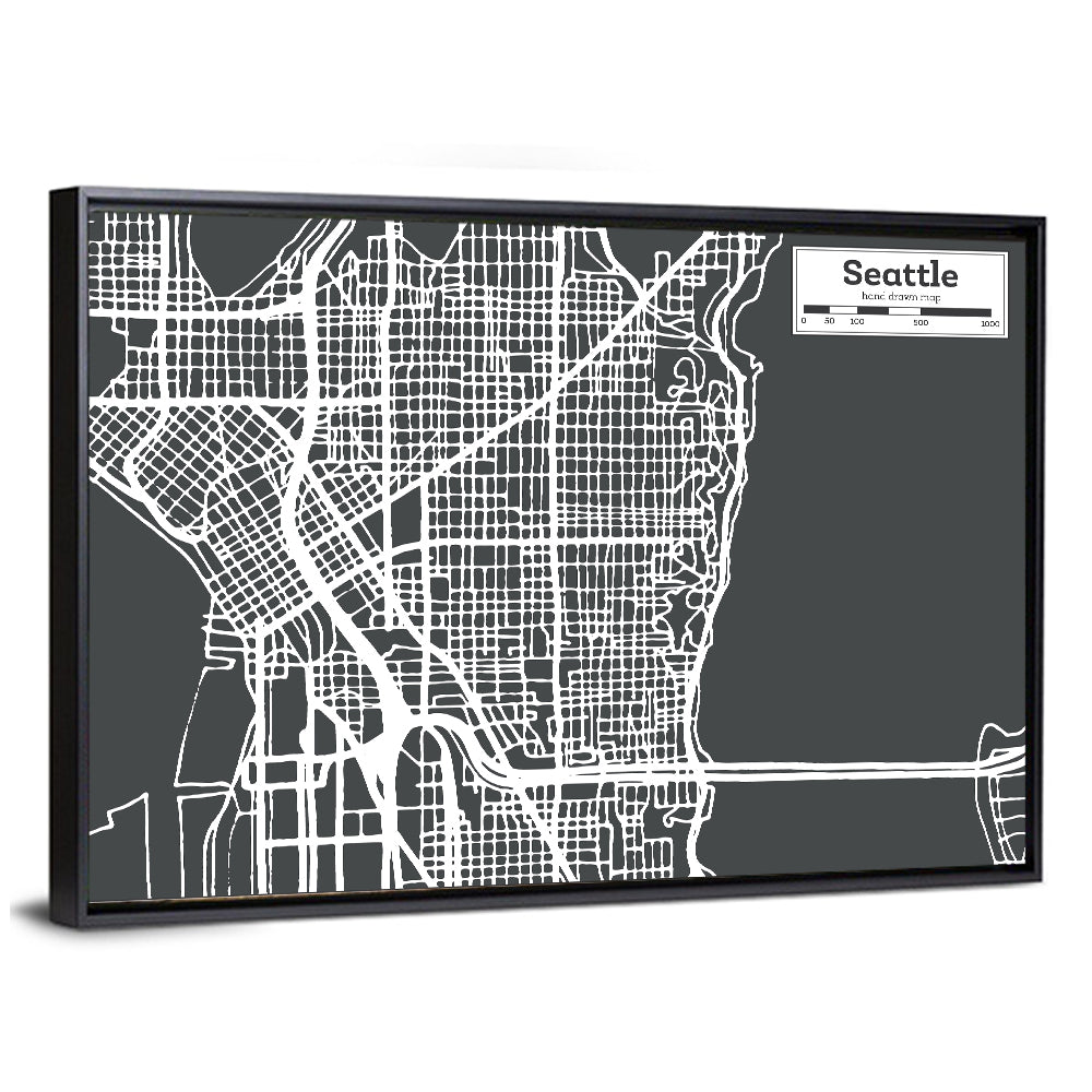 Seattle Urban Grid Map Wall Art