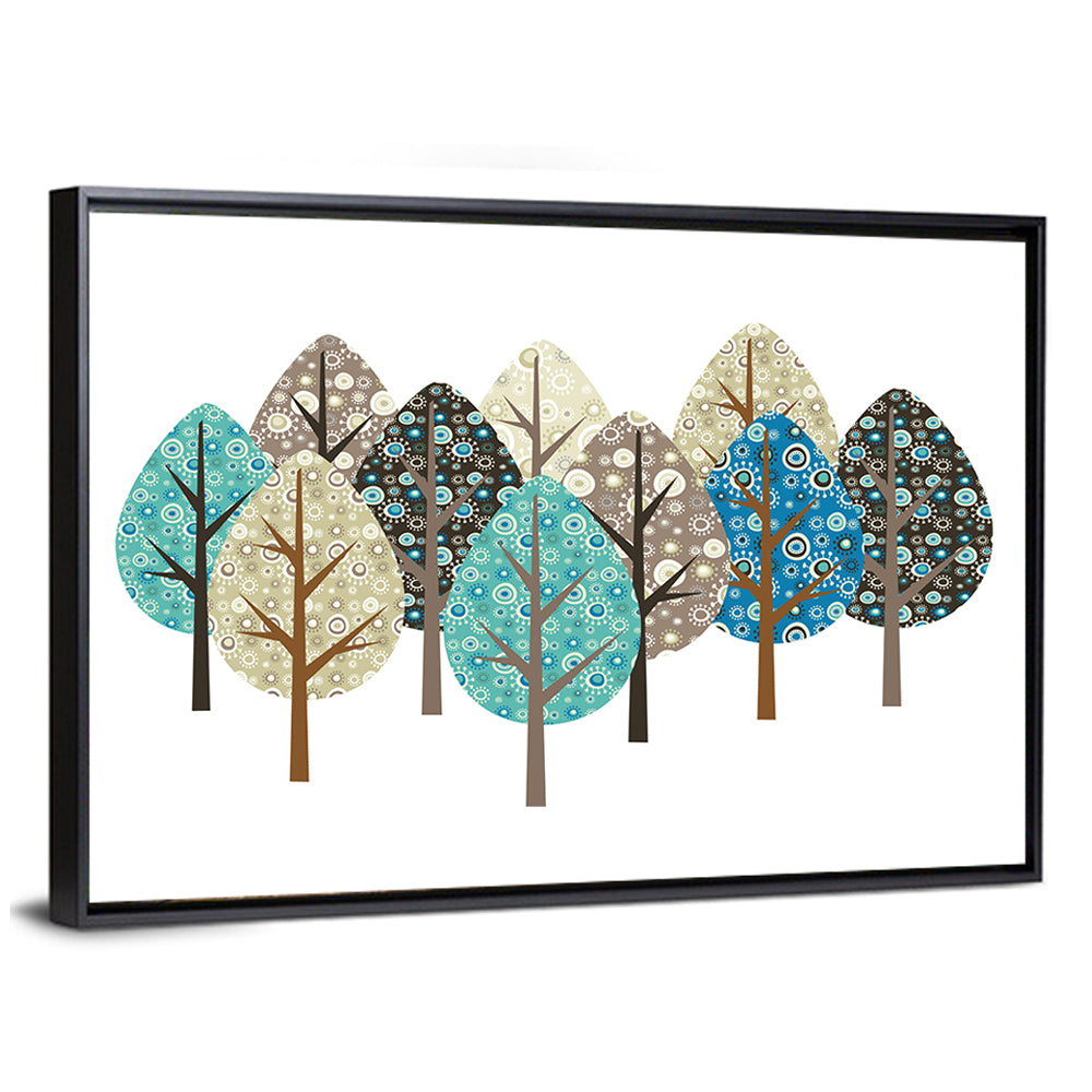 Blue Autumn Patterned Trees Wall Art