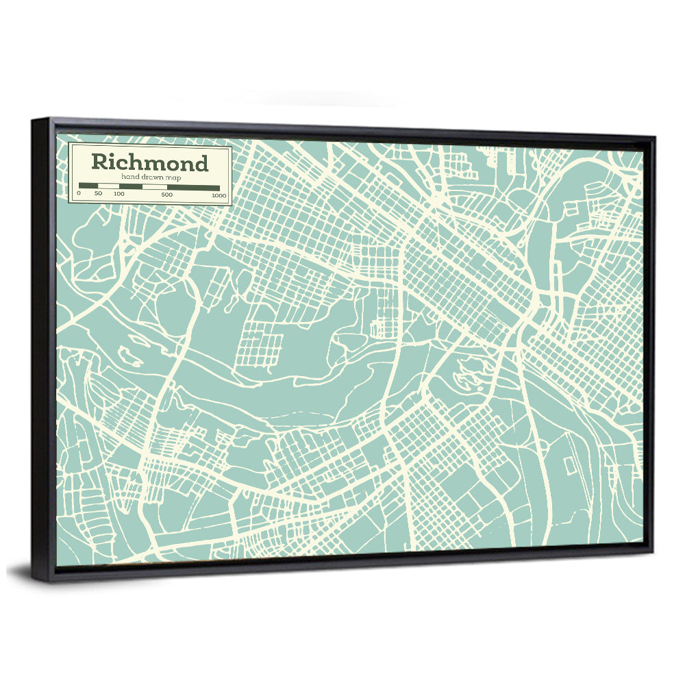 Richmond City Map Wall Art