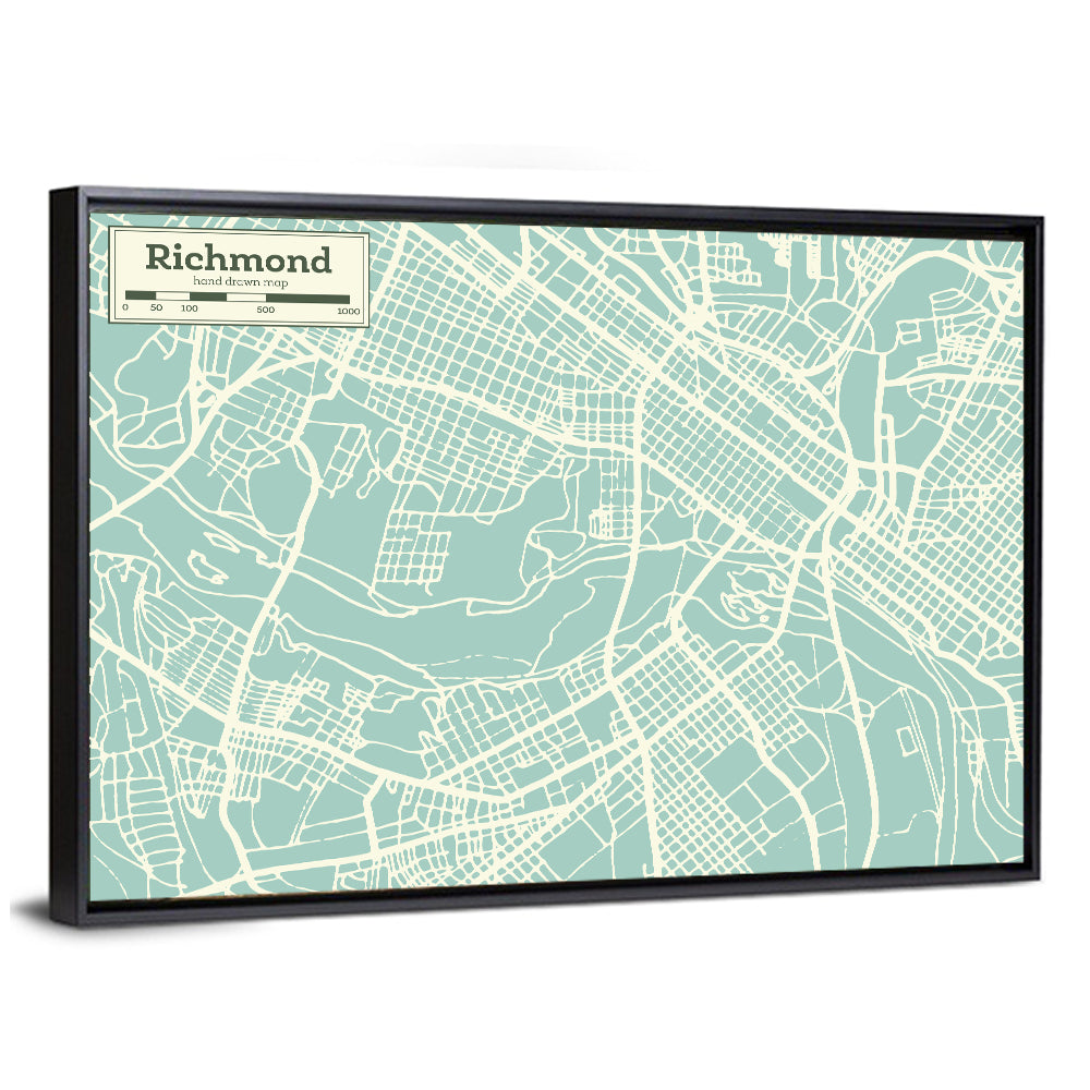 Richmond Teal City Map Wall Art