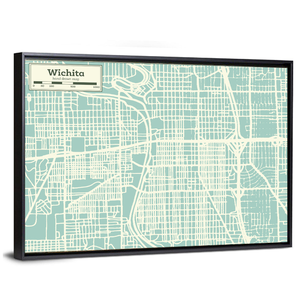 Wichita Kansas Map Wall Art