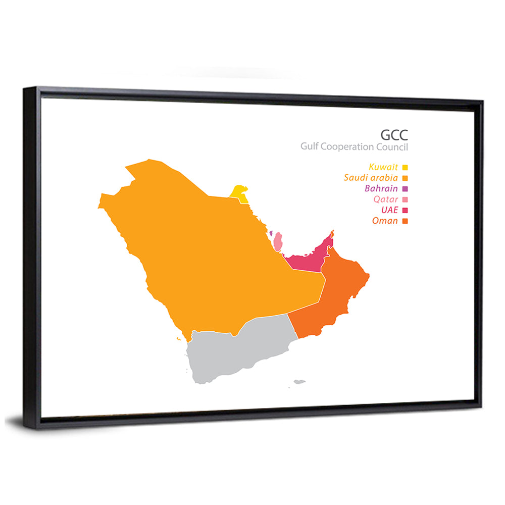 Gcc Countries Map Wall Art