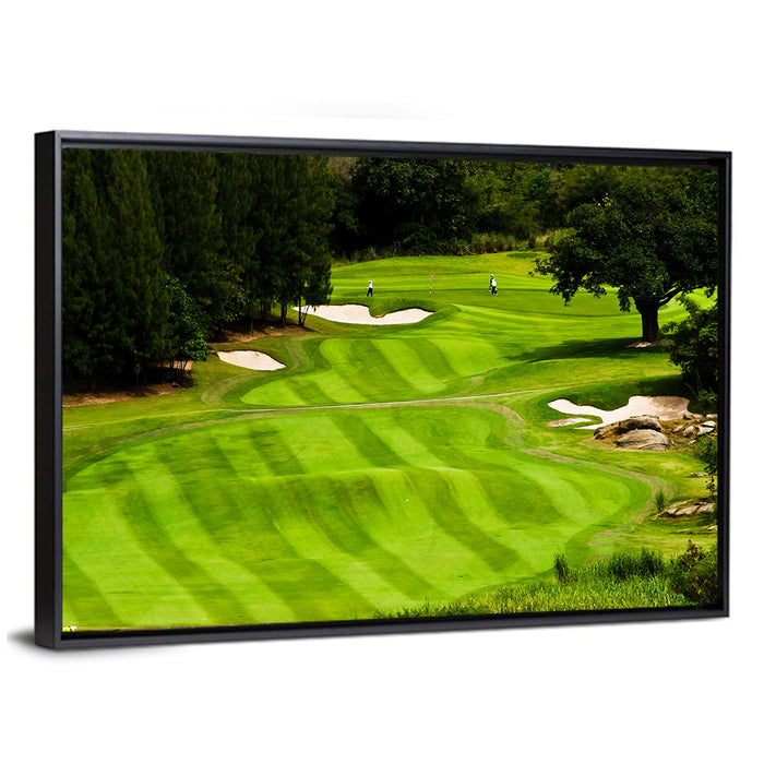 Sloping Golf Fairway with Bunkers Wall Art as a framed canvas
