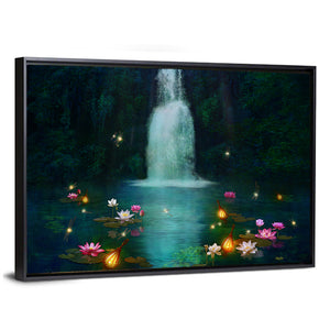 Waterfall & Lilies Artwork Wall Art