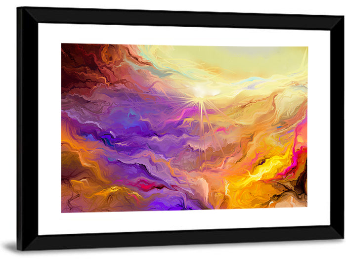 Radiant Sunburst Abstract Wall Art as a framed print